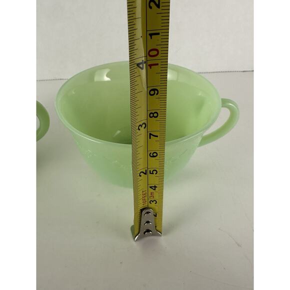 Fire King Jadite Jadeite Jade-ite Jane Ray Cream And Sugar Set VTG Decor - Picture 10 of 13